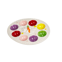 Великденска керамична чиния Mercado Trade, За 8бр. яйца, Зайче, снимка 2 - Декорация за дома - 44826385