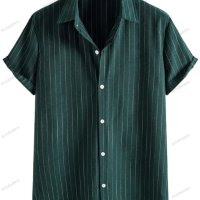 Ежедневна мъжка модна риза с къс ръкав на райе, 5цвята , снимка 2 - Ризи - 40847752
