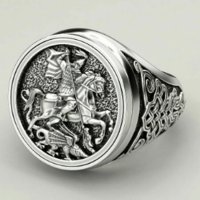 Мъжки пръстен "Свети Георги", Размер 67, снимка 1 - Пръстени - 42349544