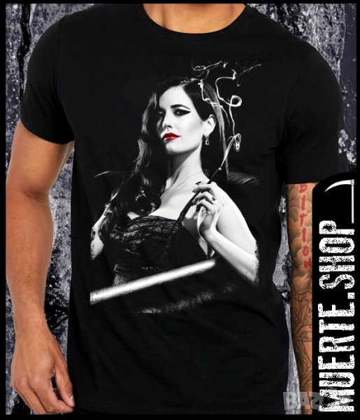 Черна тениска с щампа EVA GREEN, снимка 1