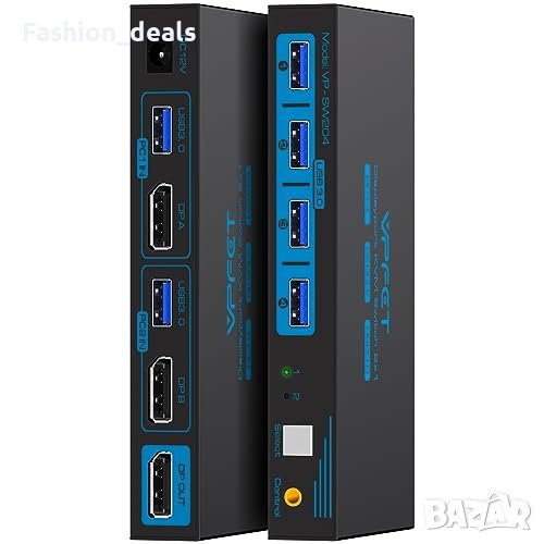 Нов превключвател USB 3.0 KVM за 2 компютъра 1 монитор и 4 USB 3.0 , снимка 1