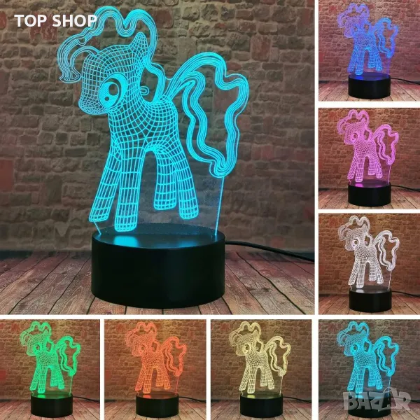 3D лампа My Little Pony с дистанционно и многоцветно осветление, снимка 1