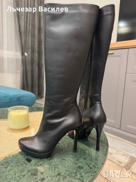 Ботуши с ток от естествена кожа Bianki , снимка 1