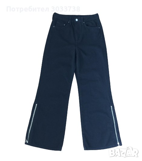 H&M Дамски памучни дънки с широк крачол и висока талия, снимка 1