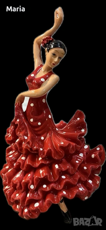 Испанска червена фламенко танцьорка, фигурка, рьчно рисувана и изработена В Испания., снимка 1