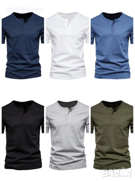 Мъжка тениска Henry Crewneck Short Sleeve T-shirt Men's Slim fit, 6цвята - 023, снимка 1