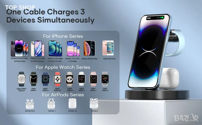 Станция за зареждане 3 в 1 за Apple- G 620, снимка 1