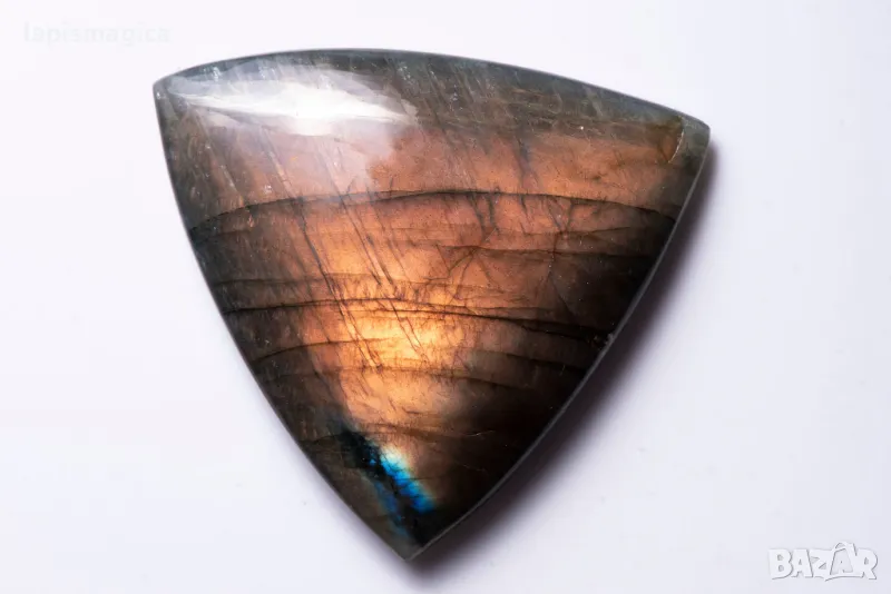 Голям лабрадорит 192.8ct трилион кабошон #1, снимка 1