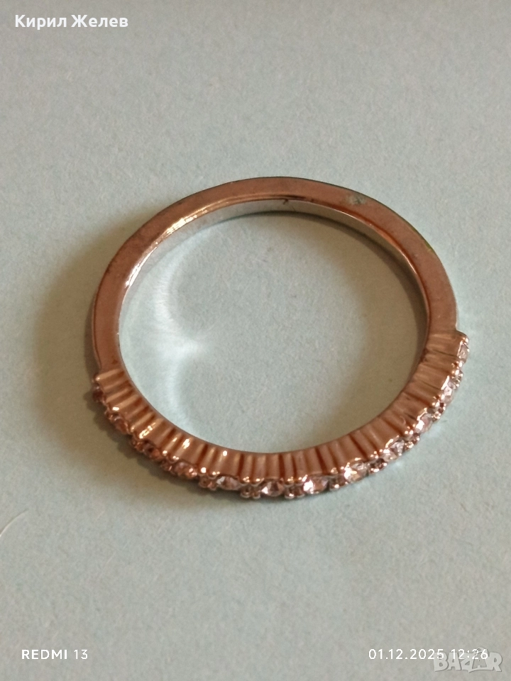 Дамски сребърен пръстен тип ПОЛОВИН ВЕЧНОСТ с инкрустирани кристали стил и елегантност 52391, снимка 1