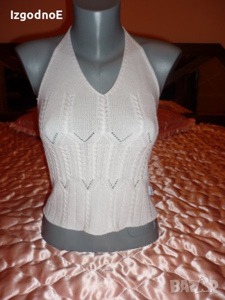 Бял плетен потник, снимка 1