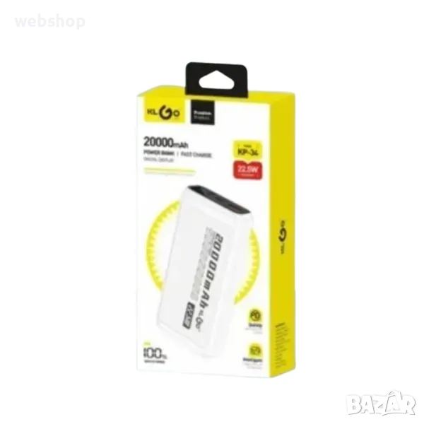Преносима Външна батерия KLGO KP-34, 20000mAh, Powerbank , снимка 1