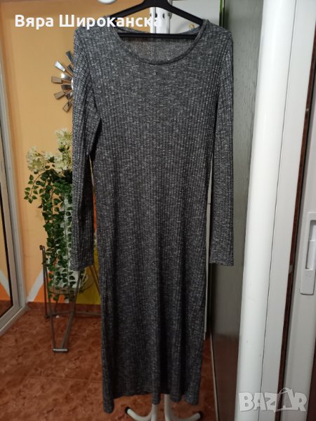 Сива рокля фино плетиво. Размер: L. , снимка 1
