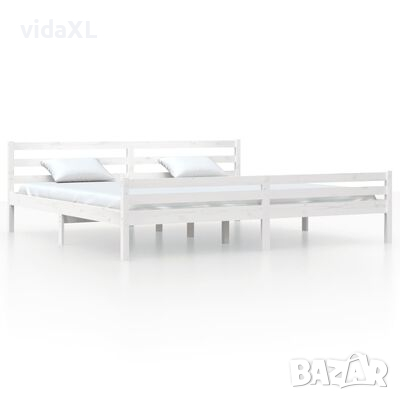vidaXL Рамка за легло, бяла, дърво масив, 180x200 cм, 6FT Super King（SKU:810381, снимка 1