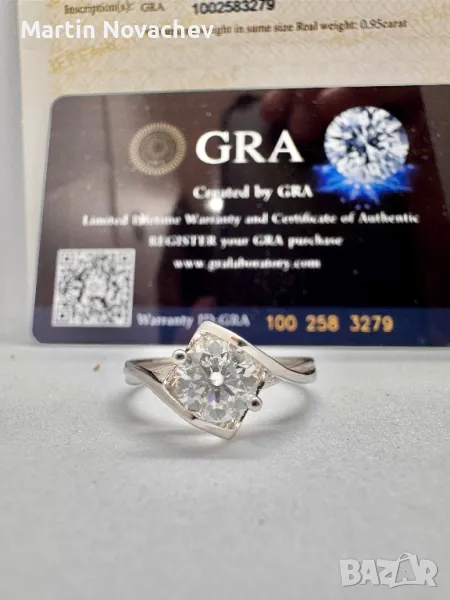 Сребърен пръстен с мойсанит (Диамант) 1 карат, снимка 1
