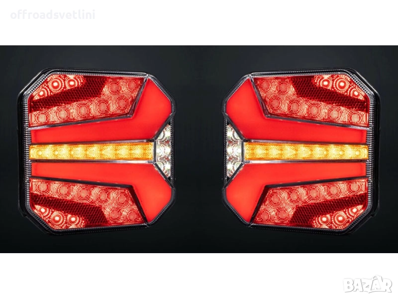 LED стопове DARK – комплект 2 броя с динамичен мигач, черен корпус, снимка 1