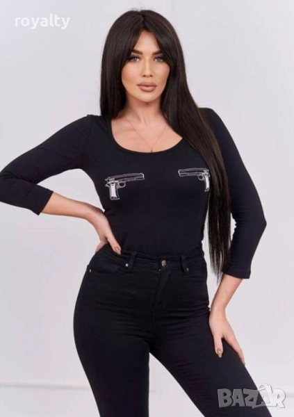 Дамско черно памучно боди, снимка 1