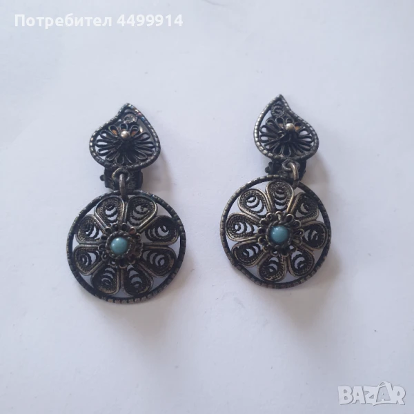 Стари сребърни обеци филигран, снимка 1