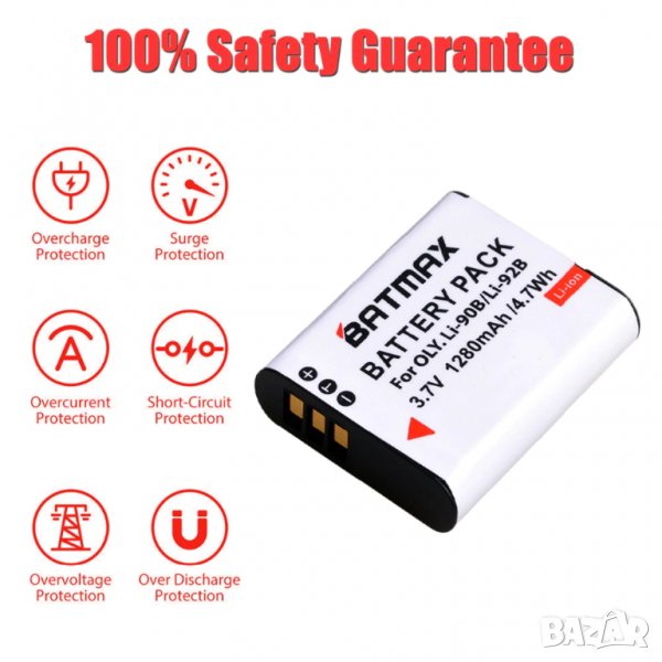 Батерия за Olympus​ LI-90B, LI90B, LI 90B, LI-92B, LI 90B 90B, XZ-2, SH-50, SH-1, SP-100, TG-1, TG-2, снимка 1