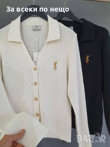 Yves Saint Laurent Дамска Бяла Блуза С Дълъг Ръкав Плетиво Код BS-95