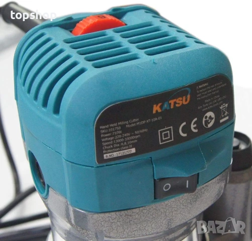 Електрическа ръчна фреза за дърво KATSU – 710W, 3 бази и 3 цанги (Пълен комплект + резервни четки), снимка 4 - Други инструменти - 53438146