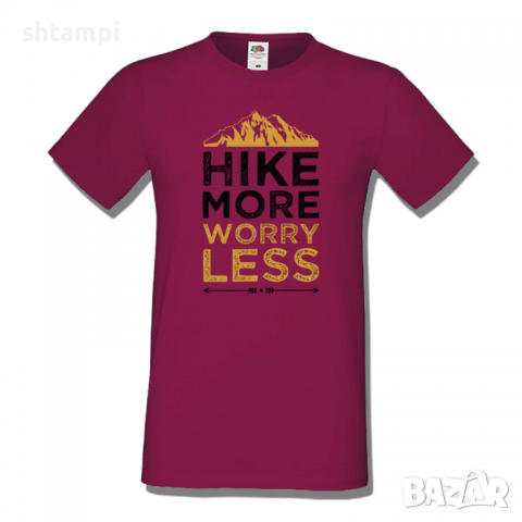 Мъжка тениска Hiking More Worry Less,Къмпинг,Планина,Изненада,Подарък,Поход,Връх,Хижа,, снимка 6 - Тениски - 36351992