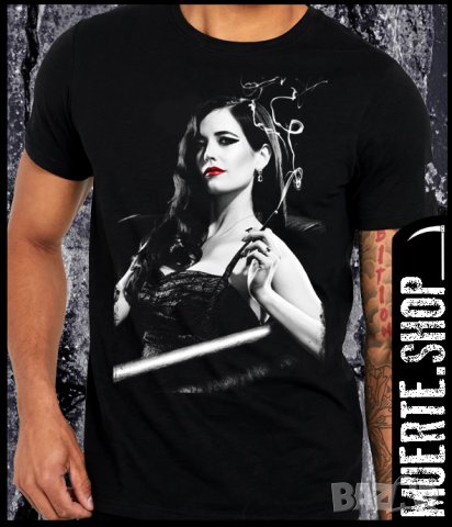 Черна тениска с щампа EVA GREEN