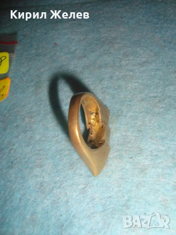 СТАР БРОНЗОВ ПРЪСТЕН - МЪЛНИЯ инкрустиран с ЧЕРЕН ОНИКС РЪЧНА МАЙСТОРСКА РЯДКА ИЗРАБОТКА УНИКАТ 7318, снимка 15 - Антикварни и старинни предмети - 34839583