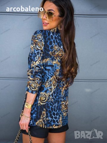 Дамско сако с дълъг ръкав и ревер с дигитален печат, 4цвята, снимка 7 - Сака - 41291190