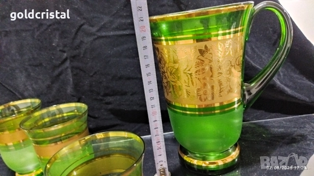 стари стъклени чаши и кана Чехословакия , снимка 4 - Антикварни и старинни предмети - 52261970