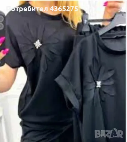 Ново💯‼️комплекти блузка и панталон♥️красиво цвете с камъчета❤️🌸M L XL 2XL 3XL 🍀🫶, снимка 3 - Спортни екипи - 49613008