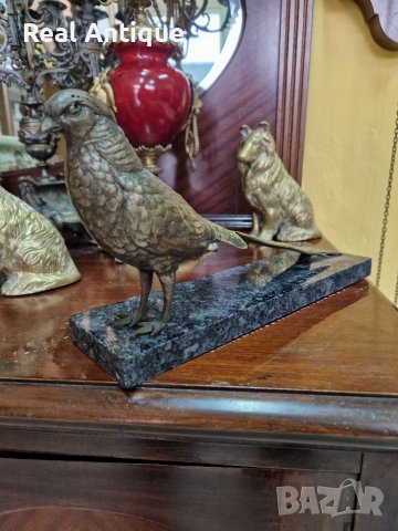Страхотна антикварна френска бронзова фигура статуетка фазан, снимка 4 - Антикварни и старинни предмети - 39485390