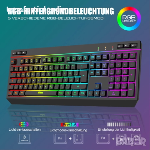 Геймърска клавиатура и мишка RedThunder K20 German QWERTZ,Гаранция, снимка 5 - Геймърски - 51818243