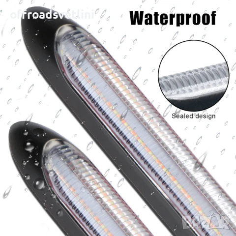 Гъвкави дневни светлини DRL 15 см с бягащ мигач – 12V, 6000K, снимка 3 - Аксесоари и консумативи - 51056872