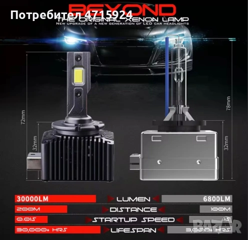 LED Крушки D1S – 110W, 30 000LM, 6000K, снимка 6 - Тунинг - 53455021
