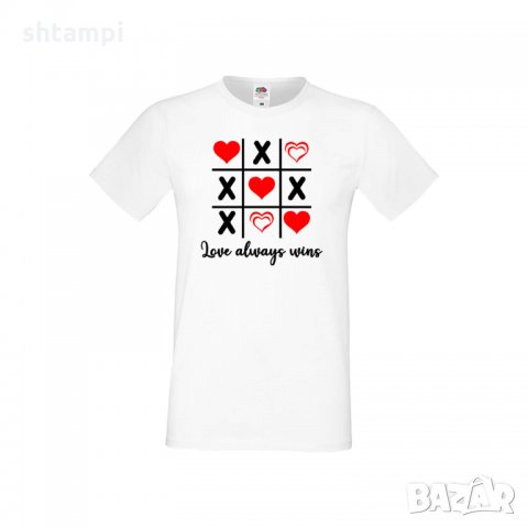 Мъжка тениска Свети Валентин Tic Tac Toe Love Always Wins, снимка 3 - Тениски - 35716310