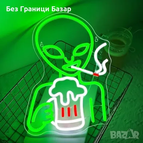 Нова Неонова светлина Alien LED за стена – декор за бар, игрална стая, снимка 6 - Декорация за дома - 47275437