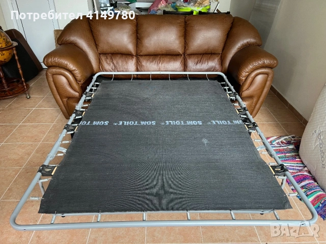 Кожен диван с разтегателно двойно легло с матрак, снимка 5 - Дивани и мека мебел - 53088374