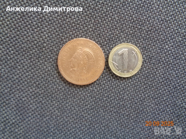 Рядка и Голяма от Мексико -1956г -мед , снимка 2 - Нумизматика и бонистика - 51778085