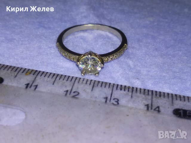 СКЪПОЦЕНЕН НЕЖЕН СРЕБЪРЕН ПРЪСТЕН СРЕБРО 925 с БЛЕСТЯЩ ФАСЕТИРАН ЛАБОРАТОРЕН МОЙСАНИТ иЦИРКОНИ 40103, снимка 7 - Пръстени - 42644124
