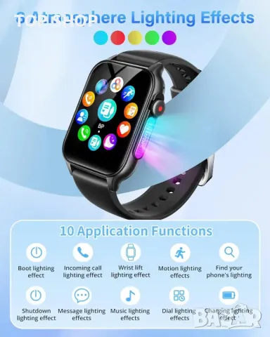 Смарт часовник за Android/IOS, фитнес тракер, отговор/осъществяване на повикване, водоустойчив-черен, снимка 5 - Смарт часовници - 49937961