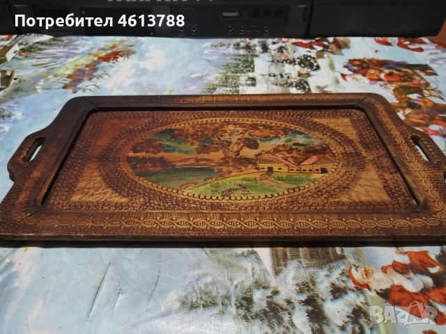 Стар дървен поднос, снимка 4 - Антикварни и старинни предмети - 52171209