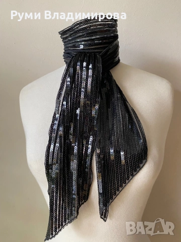 Шал с пайети в черно и кафяво/ различни видове, снимка 6 - Шалове - 47544666