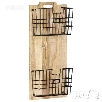 vidaXL Стенна стойка за списания, 33x10x67 см, грубо мангово дърво масив（SKU:285878）, снимка 4 - Други - 48441897