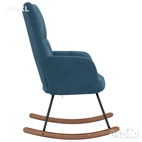 vidaXL Люлеещ стол, син, кадифе, снимка 4 - Столове - 56146949