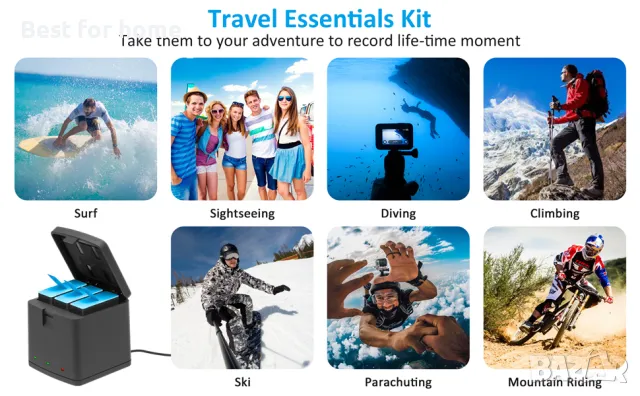 Комплект от 3 батерии GoPro и зарядна кутия COOLSHOW Hero 12/11/10/9-1800mAh , снимка 8 - Батерии, зарядни - 48132225