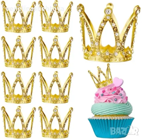 Сребриста златиста мини корона коронка тиара за декорация на торта букет златиста сребриста , снимка 3 - Други - 49247588