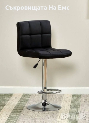 ✨ Комплект 2️⃣Броя Елегантни Бар Столове с Облегалка /Черна Кожа /Регулируема Височина, снимка 6 - Столове - 53720563