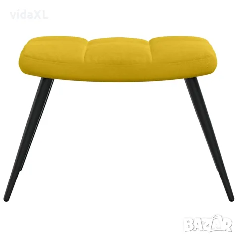 vidaXL Релаксиращ фотьойл с табуретка, кадифе в цвят горчица и жълто, снимка 7 - Столове - 56146926