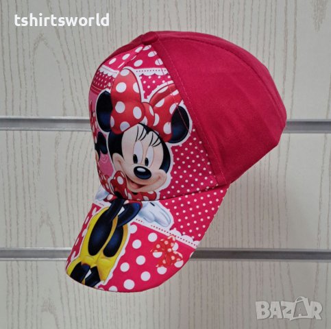Нова детска шапка с козирка в цвят циклама с Мини Маус, снимка 2 - Шапки, шалове и ръкавици - 41805455