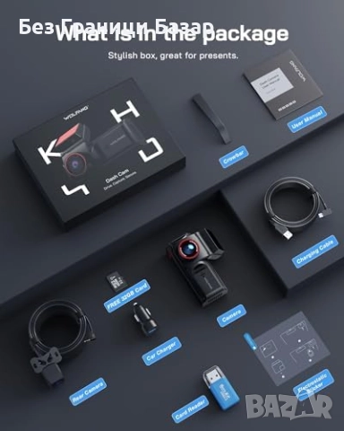 Нова Dash Cam 4K предна и 1080P задна камера, WiFi, нощно виждане, 170° ъгъл, снимка 9 - Аксесоари и консумативи - 52470763